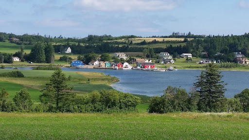 Colourful buildings on a lake in Prince Edward Island, Canada