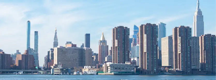 Kips Bay in New York with city skyline in the background