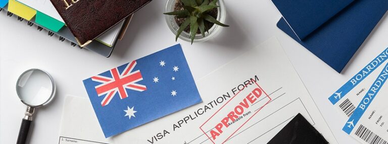 Visa application composition with australian flag