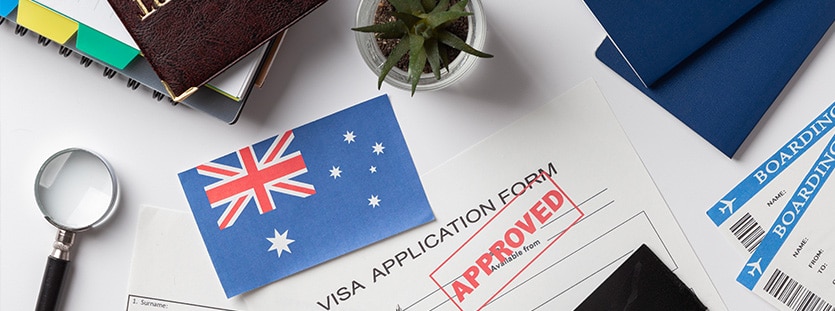 Visa application composition with australian flag