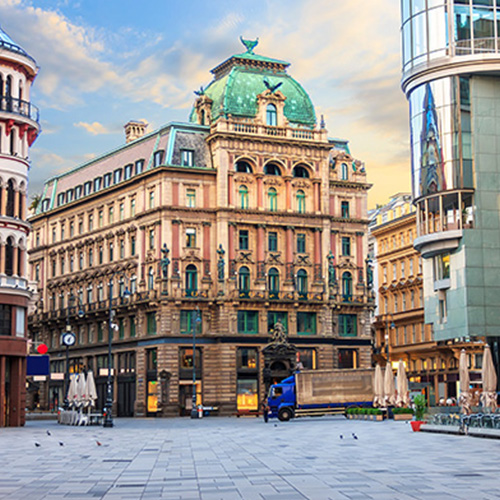 Stephansplatz, a famous square in vienna, austria