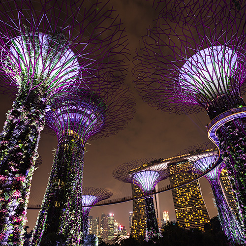 gardens by the bay is a park spanning 101 hectares in central singapore