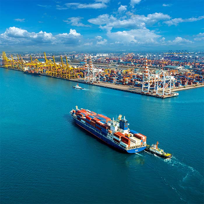 International sea freight shipment departing UK port