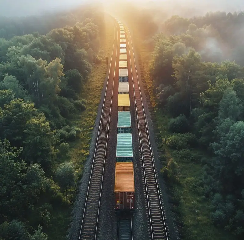 Shipping containers on train