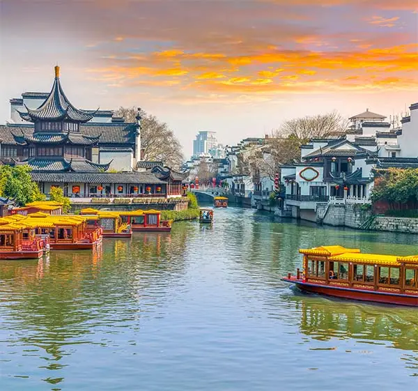China - Daytime view of river and city