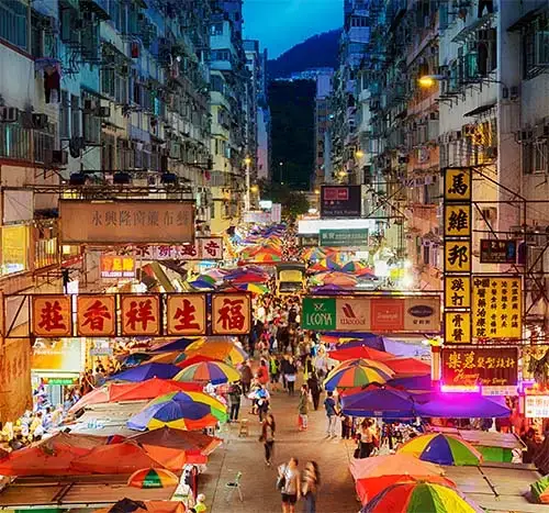 Fa Yuen Street Market in Hong Kong stock photo