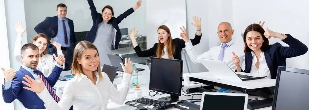 Happy staff in office
