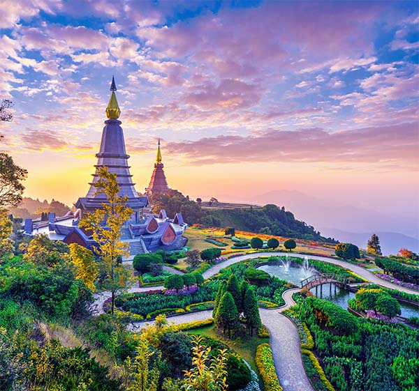 Landmark pagoda in doi inthanon national park at chiang mai, thailand