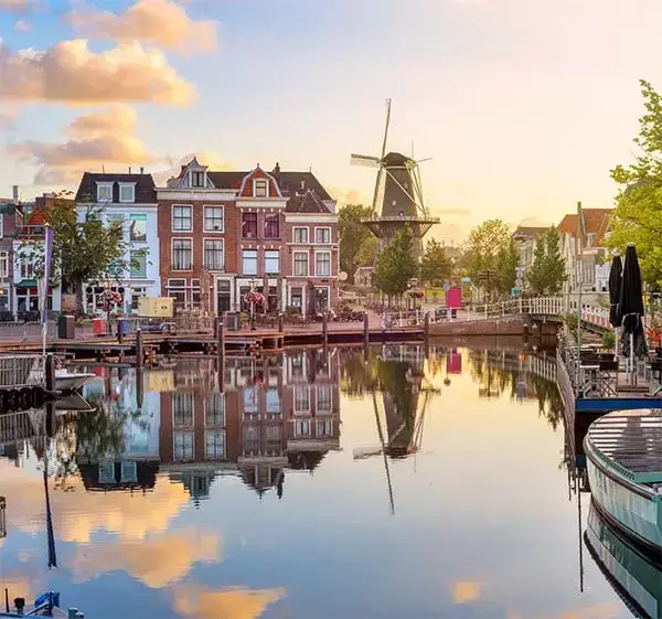 Leiden Old town cityscape, South Holland, Netherlands