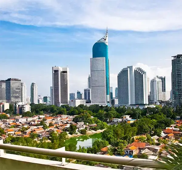Panoramic cityscape of Indonesia capital city Jakarta