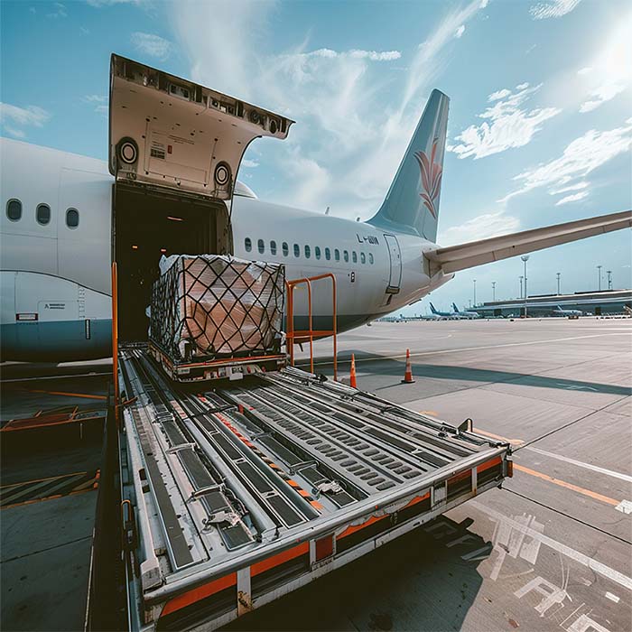 Plane being loaded with air freight shipment