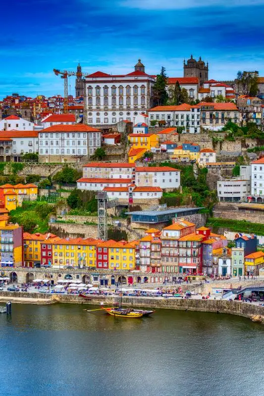 Porto portugal old town view with douro river