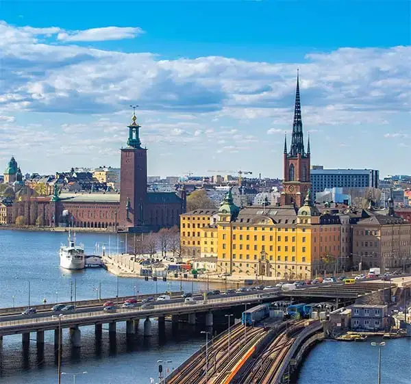 Stockholm skyline with view of gamla stan in stockholm, sweden