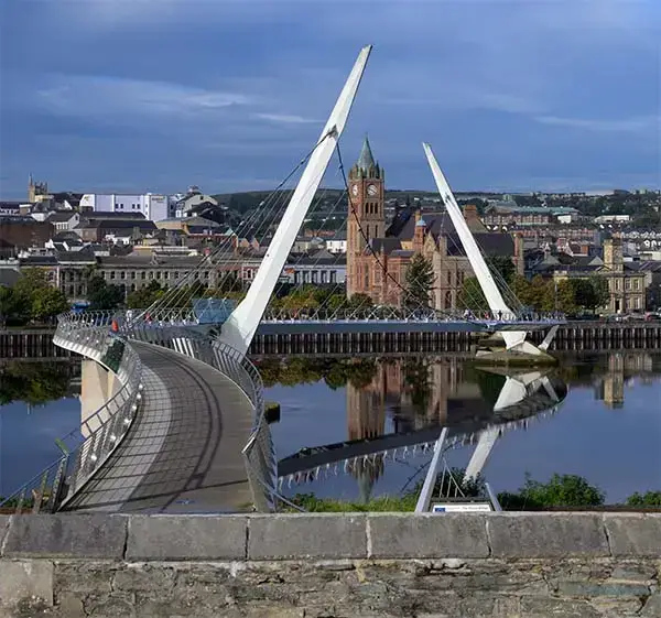The Peace Bridge over the River Foyle in Derry, Ireland