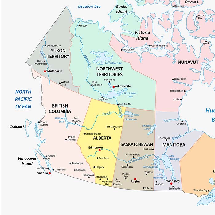 Map of western Canada