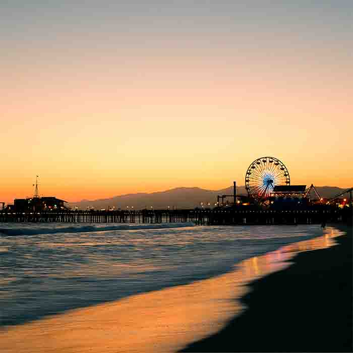 Santa monica pier on beach in los angeles