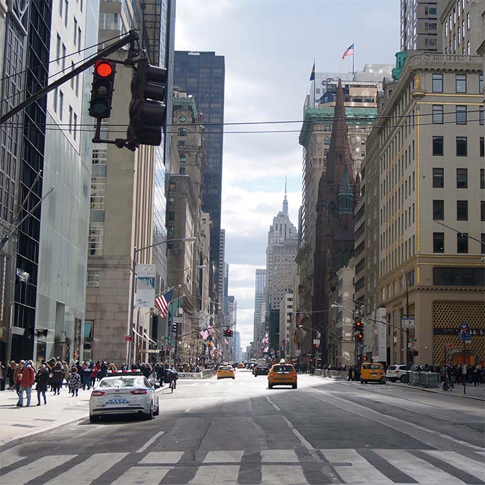 View Of Street And Buildings In City