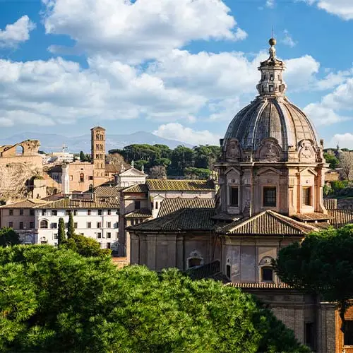 Panoramic view of santi luca e martina church in roman forum
