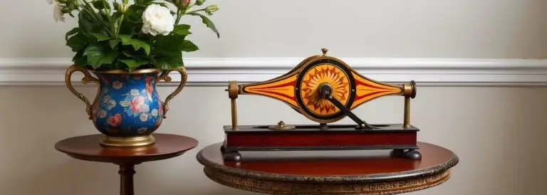 A vintage zoetrope on a victorian table blending art and nostalgia beautifully