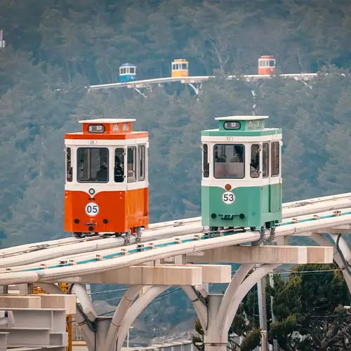 A blue rail train trip to Haeundae Cheongsapo, Busan, South Korea