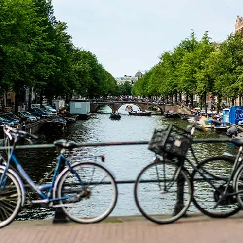 Bicycles on the street. Amsterdam