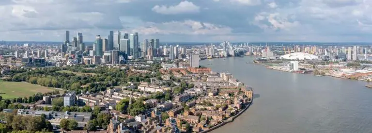 Commercial and residential skyscrapers of the london metropolis aerial