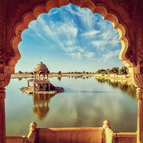 Indian landmark gadi sagar in rajasthan
