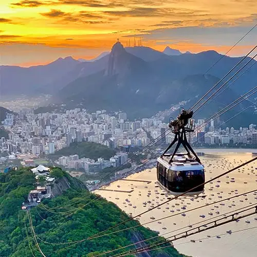 Sugarloaf mountain cable car during sunset