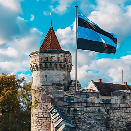 Tower of the medieval fortress in the old town of Tallinn Estonia