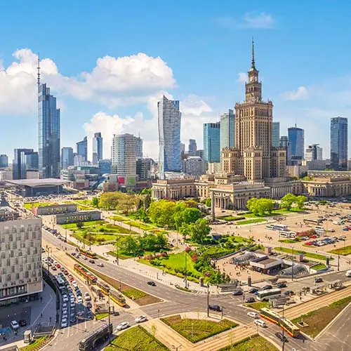 Traffic in Warsaw downtown